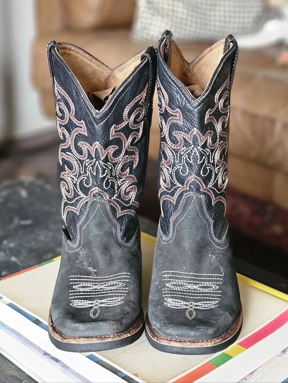 La Sierra Men's Nobuck Square Toe Rubber Sole Boot Black - Picture 2 of 11